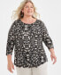 Plus Size Printed Scoop-Neck Top, Created for Macy's