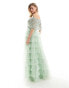 Beauut Bridesmaid embellished off shoulder tiered maxi dress in sage green