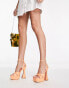 Simmi London Wide Fit Oceani platforms with flared heel in apricot patent