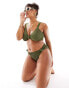 South Beach Curve knot front high waist crinkle bikini bottom in sage green