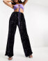 Extro & Vert wide leg slouchy velvet trousers in rainbow