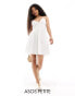 ASOS DESIGN Petite strappy back mini dobby sundress in white