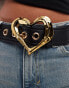 ASOS DESIGN heart buckle waist and hip jeans belt in black