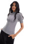 & Other Stories contoured rib knit fitted top with in grey