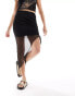 New Look ruched mesh skirt in black