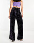 Extro & Vert wide leg slouchy velvet trousers in rainbow