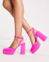 Stradivarius platform heeled sandal in pop pink