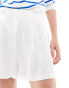 ASOS DESIGN high waist seam detail shorts with linen in white