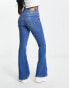 Bershka high waisted flared jeans in mid blue