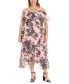 Plus Size Printed Cold-Shoulder Ruffled Dress