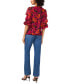 Women's Floral-Print V-Neck Lantern-Sleeve Top