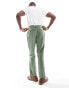 ASOS DESIGN slim pleat front suit trousers in sage green cotton velvet