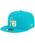 Men's Turquoise Philadelphia 76ers 3-Time Champions Breeze Grilled Yellow Undervisor 59FIFTY Fitted Hat