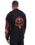 HUGO RED Dequaliom long sleeve graphic tee in black