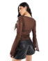 ASOS DESIGN angel sleeve top in brown