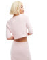 Labelrail x Olivia Grace Herring bow front pointelle baby cardigan co-ord in pink