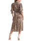 Women's Paisley-Print Chiffon 3/4-Sleeve Midi Dress