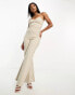 Vesper sweetheart bandeau wide leg jumpsuit in stone