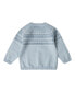 Toddler 100% Cotton Jacquard Design Long Sleeve Crew Neck Sweater w/ Shoulder Buttons, Unisex