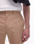 Topman smart compact cotton straight leg trouser in stone