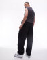 Topman wide cargo trousers in black