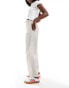 Vila linen touch pinstripe wide leg trousers in cream