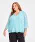 Women's Pleated Chiffon Flutter-Sleeve Top, XS-4X, Created for Macy's