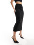 New Look ribbed midi skirt in black