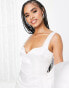 Yaura Bridal sweetheart satin drape mini dress in ivory