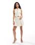 Edited pleated mini skirt co-ord in cream