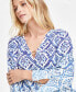 Women's Linen Blend Ombré Printed Hardware-Trim Top, Created for Macy's