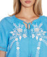 Women's Embroidered Tie-Neck Peasant Top