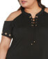 Black Label Plus Size Cold-Shoulder Grommet Trim Knit Top