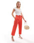 ASOS DESIGN Petite tailored belted trouser with linen in red