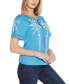 Women's Embroidered Tie-Neck Peasant Top