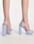 Be Mine Wide Fit Bridal Vanyaa platform sandals in pale blue satin