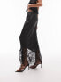 Topshop satin lace mix fishtail maxi skirt in black