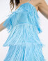 Extro & Vert Premium cami mini dress in blue fringe