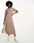 COLLUSION slinky maxi t-shirt dress in brown