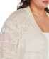 Black Label Plus Size Metallic Pointelle Stitch Cardigan Sweater