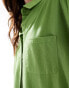 Esmee Exclusive textured oversized long sleeve beach shirt in olive