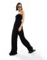 ASOS DESIGN bandeau crinkle bodice wide leg jumpsuit in black