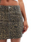 Mango leopard print mini skirt in brown