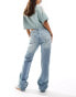 Bershka low rise straight leg jeans in washed light blue