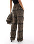 Y.A.S broderie wide leg trouser co-ord in black and deep beige