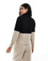 Vila high neck colourblock jumper in black and neutral