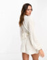 River Island balloon sleeve embroidered playsuit in cream