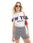 Stradivarius 'new york' t-shirt in white