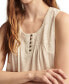 Women's Cotton Embroidered Yoke Sleeveless Top