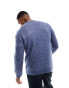 ASOS DESIGN – Flauschiger Strickpullover in Jeansblau mit Rundhalsausschnitt